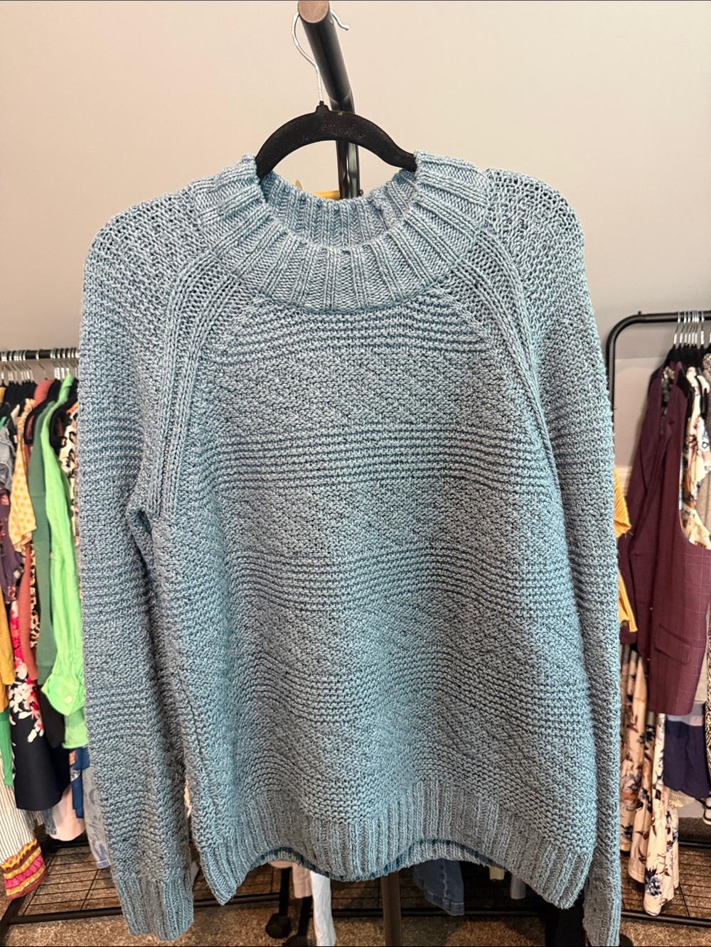 Prana Blue Cowl Neck Knit Sweater